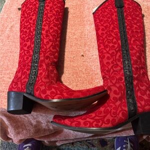 Stylish Red Patterned Women's Boots